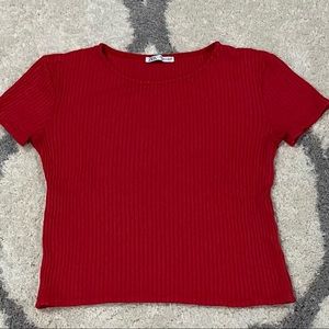 Zara Ribbed Short Sleeve Top